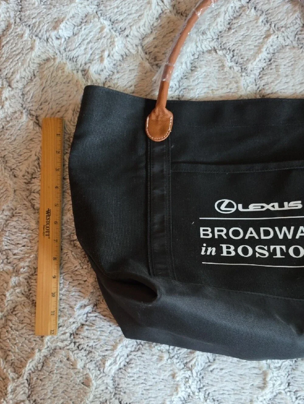 Broadway in Boston Black Tote with Brown Handles